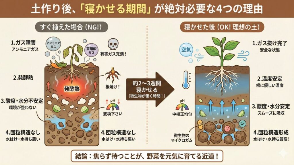 土を寝かせる期間が必要な理由