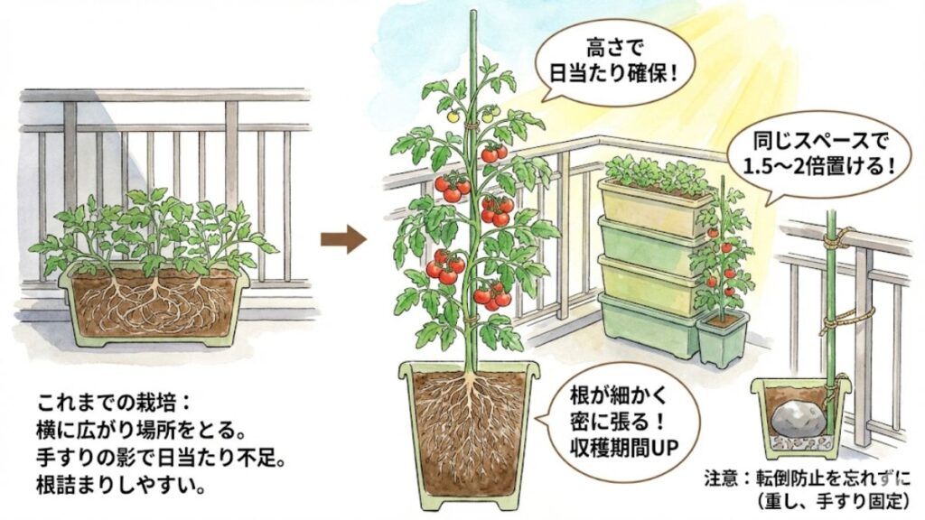 プランター栽培でも可能な垂直仕立ての魅力