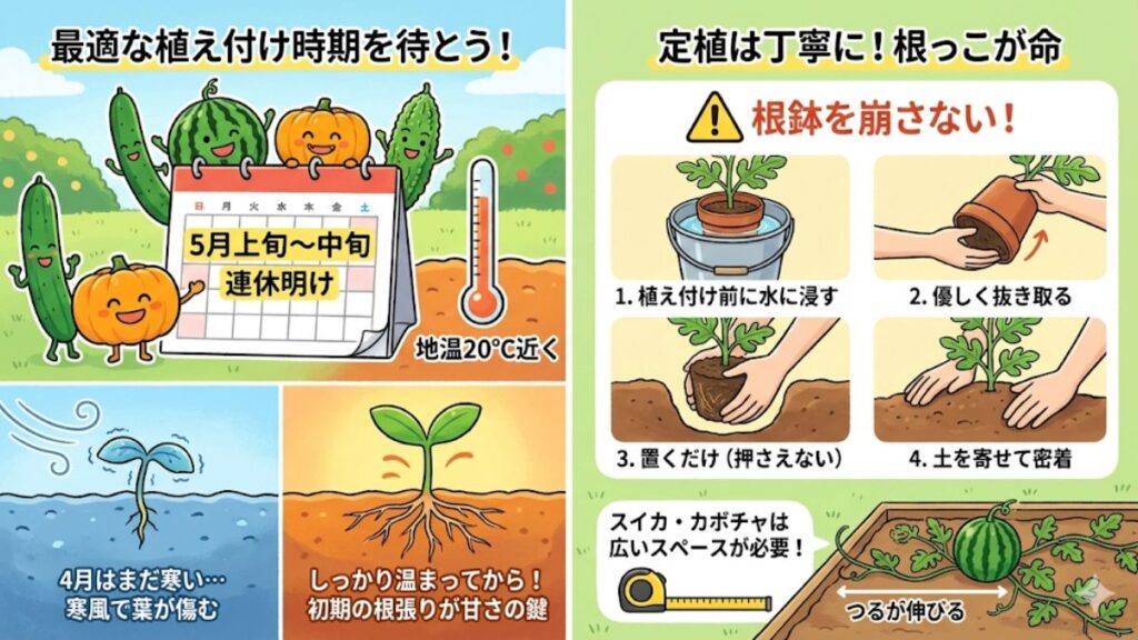 きゅうりやスイカなどウリ科を植える最適な時期