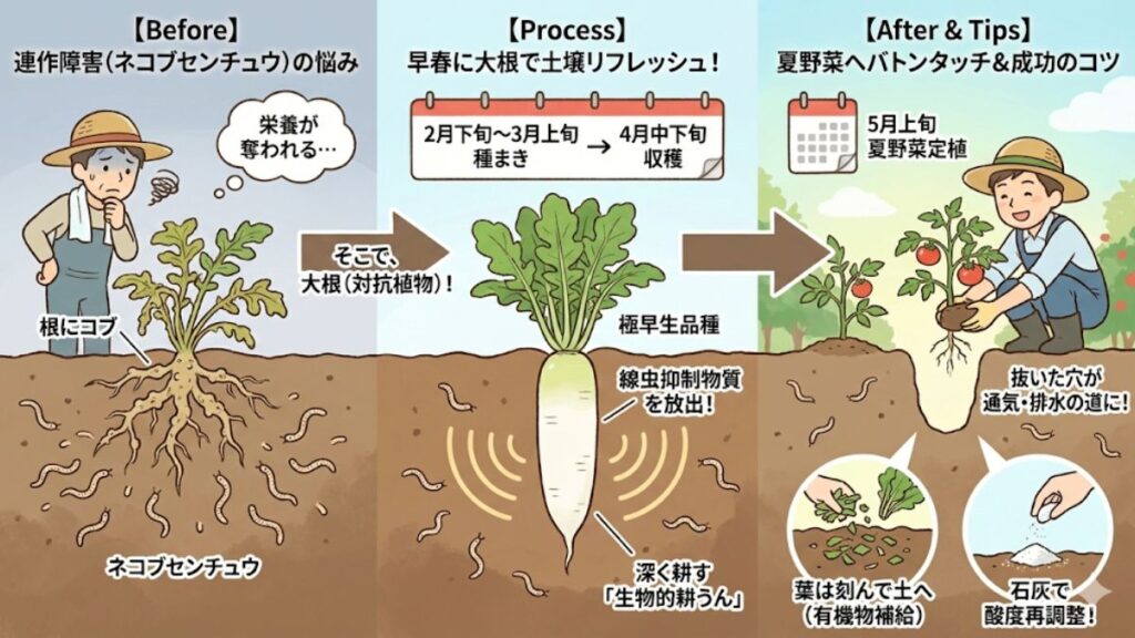 植え付け前の大根栽培で線虫を予防するおすすめ技