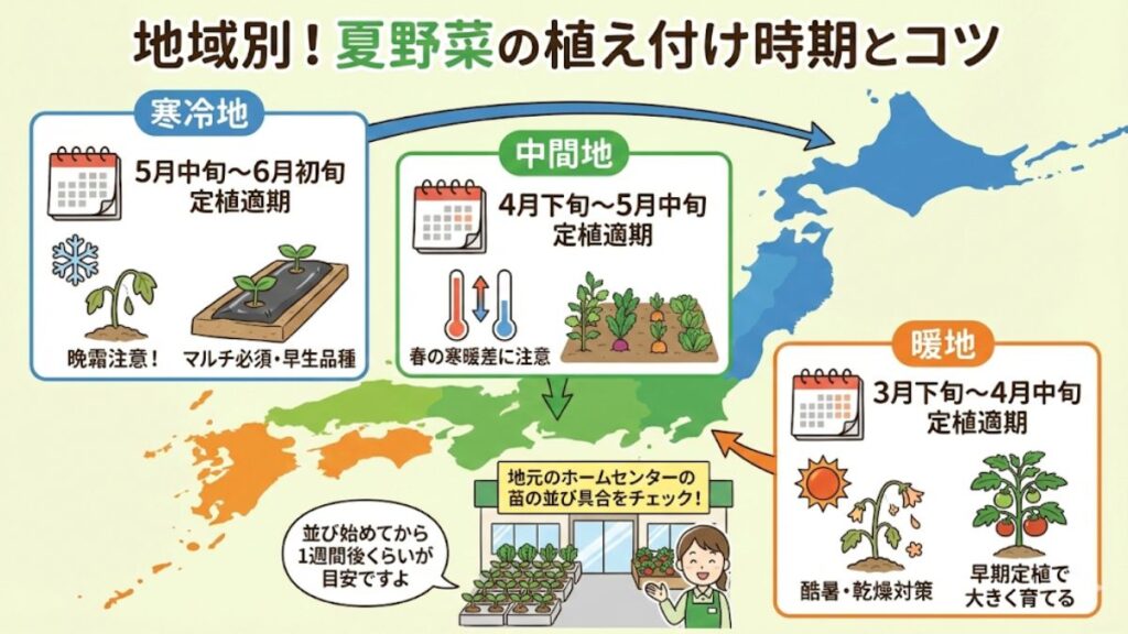 地域別の夏野菜栽培カレンダーと苗を植える時期のコツ