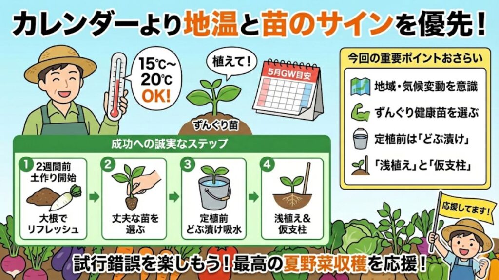 夏野菜の栽培カレンダーや苗を植える時期のまとめ