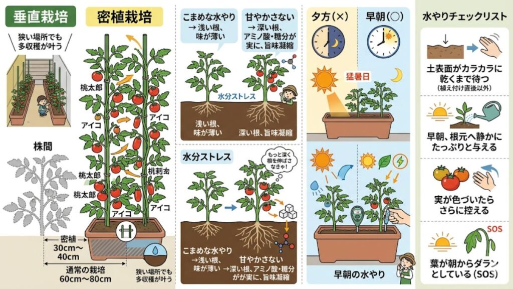 狭い場所でも多収穫が叶う密植栽培と水管理の注意点