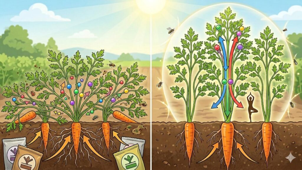 ニンジンの垂直栽培で収穫量を最大化する植物生理学